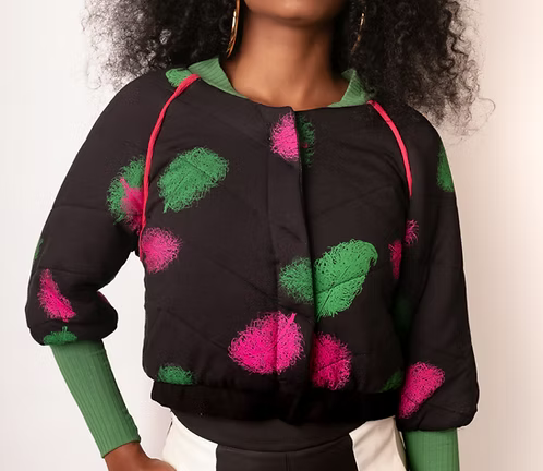 Bomber Cropped Penas - Moletom Sustentável com Matelassê - TA Studios (