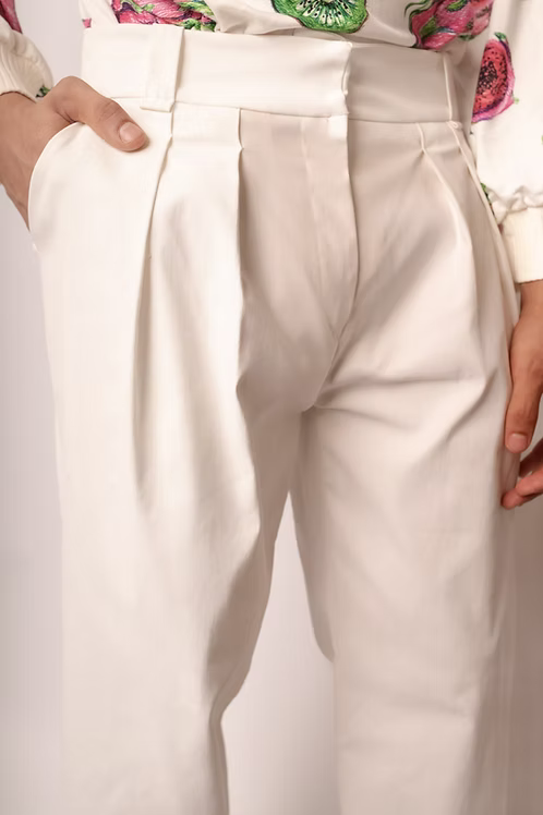 Calça pantalona em Algodão Estruturado