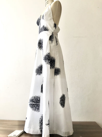 Vestido longo Algodão, estampa exclusiva Bird. TA Studios