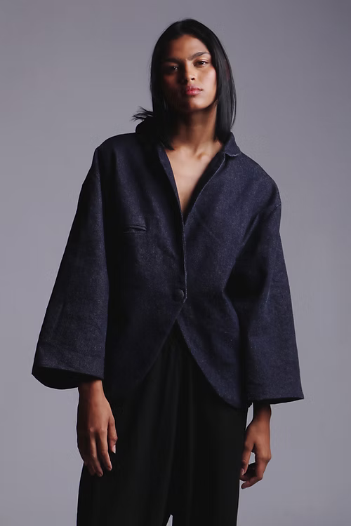 Blazer Kimono Jeans Índigo - Design Atemporal. TA Studios