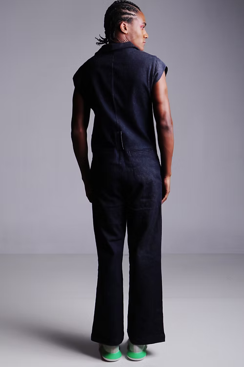 Macacão Jeans Índigo Unissex - Pernas Largas e Sem Manga. TA Studios