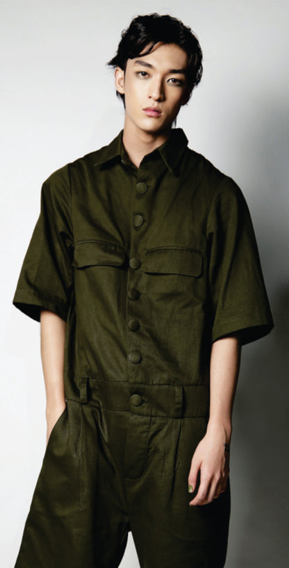 Macacão Jeans Verde Musgo Sustentável - TA Studios