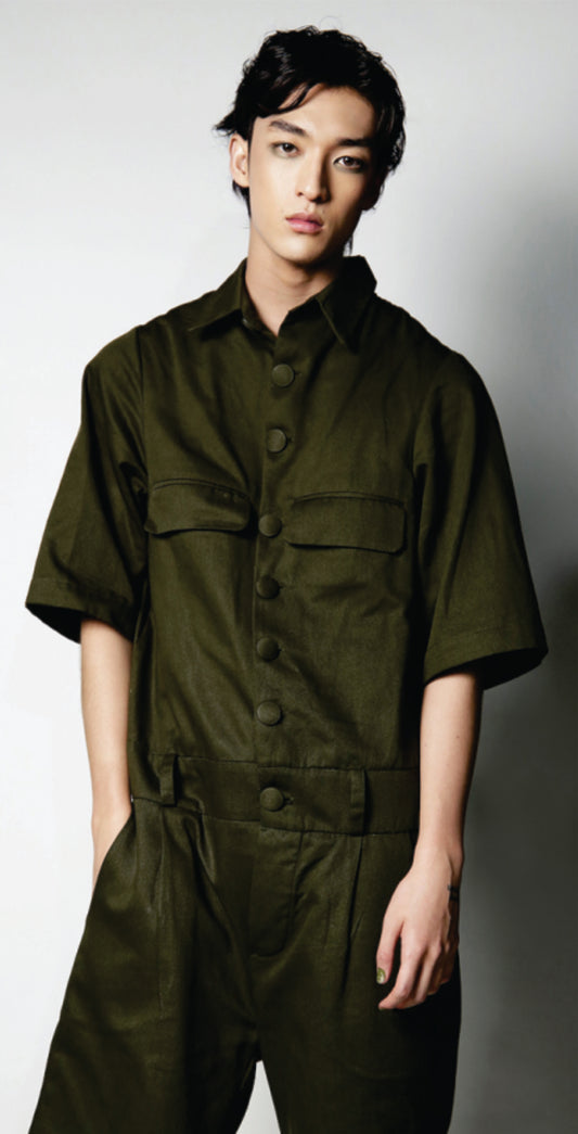 Macacão Jeans Verde Musgo Sustentável - TA Studios