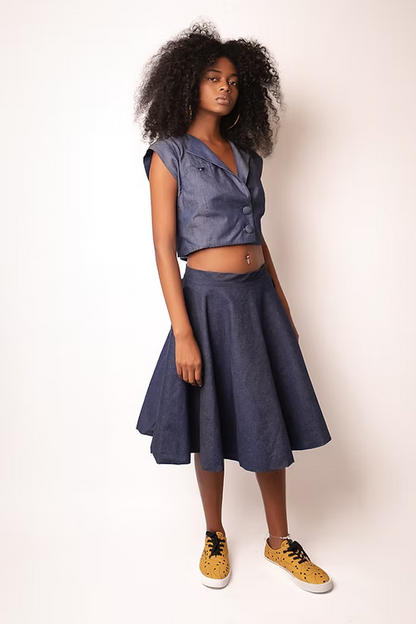 Saia Evasê Balonê Algodão com Elastano - TA Studios