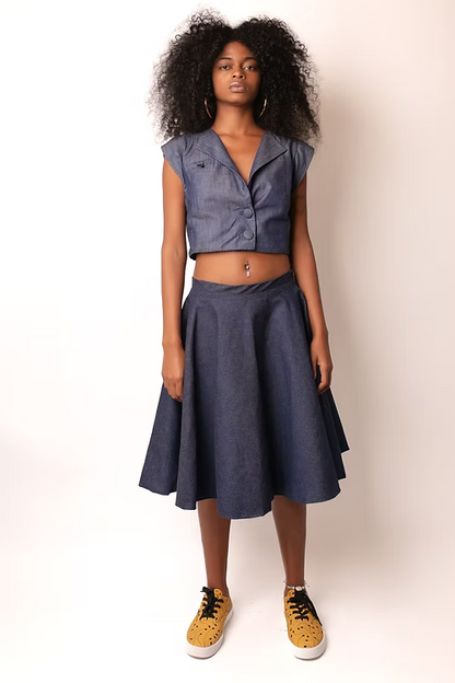 Saia Evasê Balonê Algodão com Elastano - TA Studios