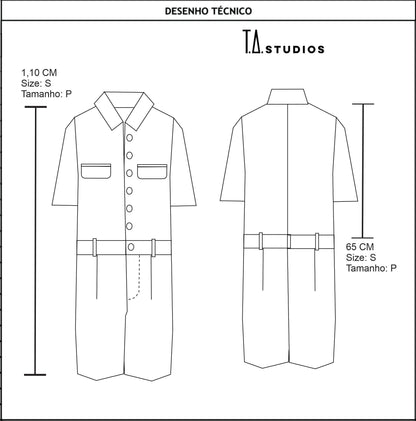 Macacão Jeans Verde Musgo Sustentável - TA Studios